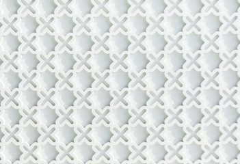 The repeating pattern of the wall is a white cross geometric style.
