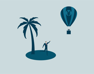 Business people with hot air balloon currency symbols, pursuing goals and aspirations,renminbi