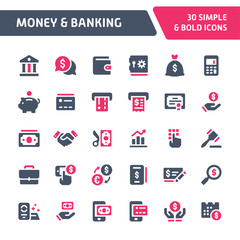 Money & Banking Vector Icon Set.