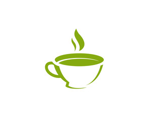Creative Abstract Tea Cup Leaf Logo Design Vector Symbol Illustration