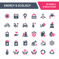 Energy & Ecology Vector Icon Set.