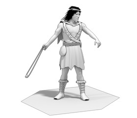 3d render, warrior character, illustration