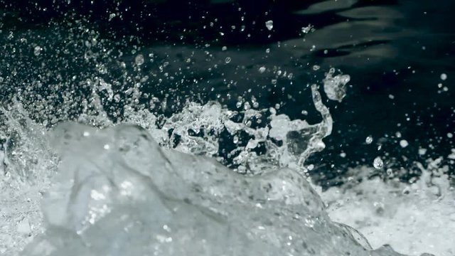 Water splashing on sea surface in slow motion. HD
