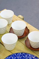 White tea cups