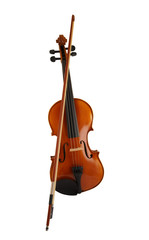 Fototapeta na wymiar Violin and bow isolated on white background