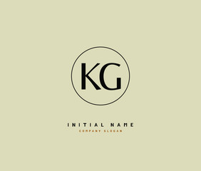Obraz premium K G KG Beauty vector initial logo, handwriting logo of initial signature, wedding, fashion, jewerly, boutique, floral and botanical with creative template for any company or business.