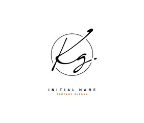 K G KG Beauty vector initial logo, handwriting logo of initial signature, wedding, fashion, jewerly, boutique, floral and botanical with creative template for any company or business. - obrazy, fototapety, plakaty