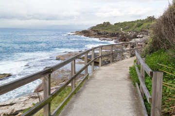 Fototapeta na wymiar Walkway on the New South Wales coastline near Freshwater Bay, Sydney, Australia