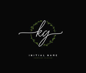 K G KG Beauty vector initial logo, handwriting logo of initial signature, wedding, fashion, jewerly, boutique, floral and botanical with creative template for any company or business.