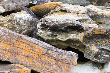Colours and patterns in a rock formation, Freshwater Bay, Sydney, Australia,