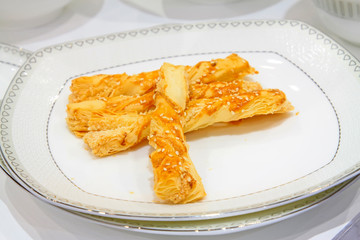 food in the white plate