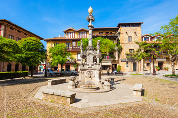 Fountain in Comillas city, Spain