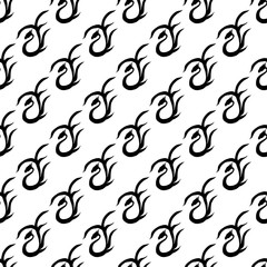 Seamless pattern of hand drawn vector dragon isolated on white background. Fantastic dragon icon. Freehand seamless silhouette of mythology aminal. Fantasy outline illustration