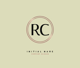 R C RC Beauty vector initial logo, handwriting logo of initial signature, wedding, fashion, jewerly, boutique, floral and botanical with creative template for any company or business.