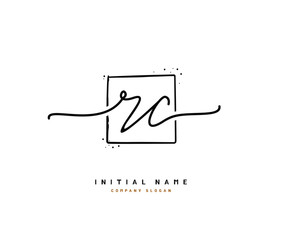 R C RC Beauty vector initial logo, handwriting logo of initial signature, wedding, fashion, jewerly, boutique, floral and botanical with creative template for any company or business.