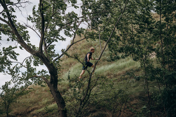 running man in the forest