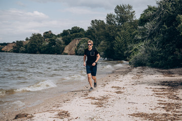 running man on the beach