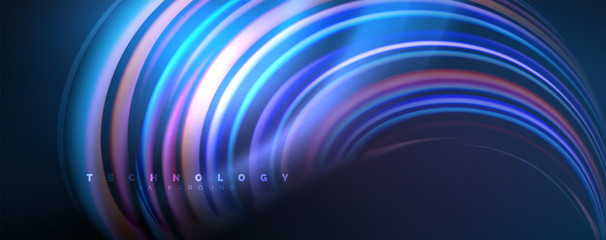 Fluid color waves with light effects, vector abstract background