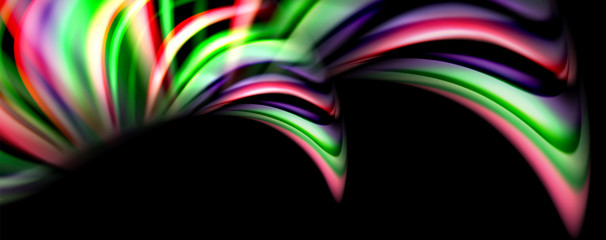 Fluid color waves with light effects, vector abstract background