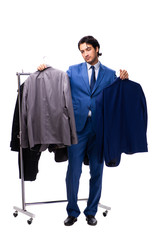 Young handsome businessman in clothing concept 