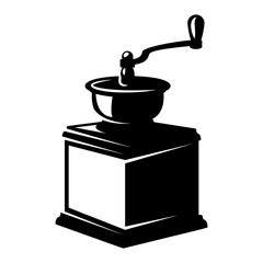 Coffee mill icon isolated on white. Design element for logo, label, sign, poster, flyer. Vector illustration