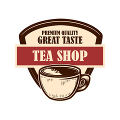 Coffee house emblem template. Design element for logo, label, sign, poster, flyer. Vector illustration