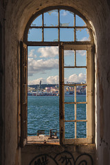 The view from Cacilhas to Lisbon, on the river Tagus, Portugal