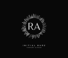 R A RA Beauty vector initial logo, handwriting logo of initial signature, wedding, fashion, jewerly, boutique, floral and botanical with creative template for any company or business.