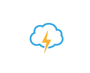Creative Abstract Cloud Thunder Logo Design Vector Symbol Illustration