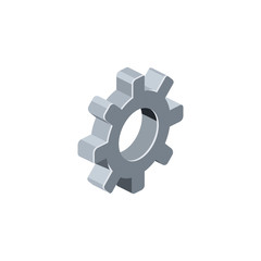 Gears, settings. Vector 3d isometric color icon new flat style. Creative illustration, idea for infographics.