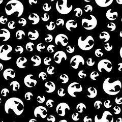 Seamless pattern of hand drawn vector hawk isolated on black background. Fantastic dragon icon. Freehand seamless silhouette of mythology aminal. Fantasy outline illustration