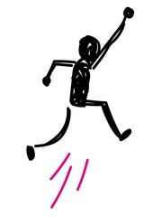 人物のシルエットイラスト　ジャンプ