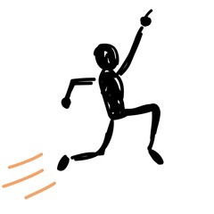 人物のシルエットイラスト　ジャンプ