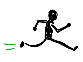 人物のシルエットイラスト　走る