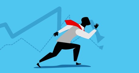 Animation of businessman running competition races - Powered by Adobe