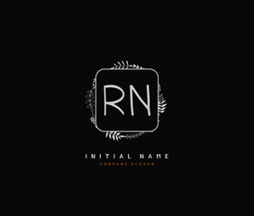 R N RN Beauty vector initial logo, handwriting logo of initial signature, wedding, fashion, jewerly, boutique, floral and botanical with creative template for any company or business.
