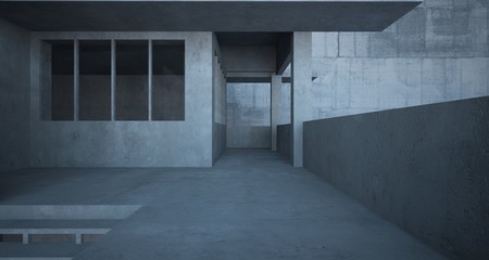 Obraz premium Abstract architectural concrete interior of a minimalist house. 3D illustration and rendering.
