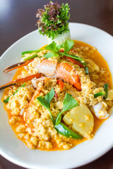 Stir fried shrimp or prawn in curry powder the famous delicious Thai food