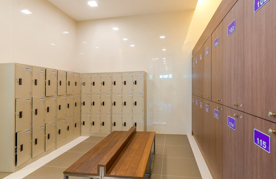 locker room with bench clean dressing room
