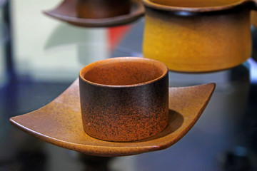 Brown tea cups