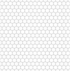 Hexagon seamless pattern. Black honeycomb on white background. Golf texture.