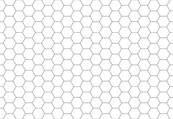 Hexagon seamless pattern. Black honeycomb on white background. Golf texture.