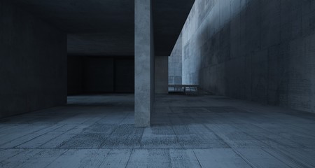 Abstract architectural concrete interior of a minimalist house. 3D illustration and rendering.