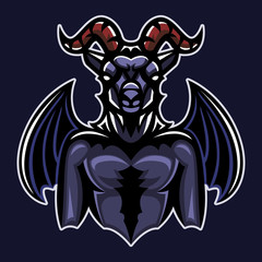 Devil goat, Mascot logo, Sticker design, Vector illustration.
