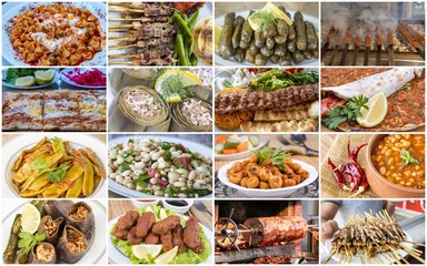 Fototapeta na wymiar Traditional delicious Turkish foods collage. Food concept photo.