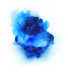 Blue gas explosion isolated on white background