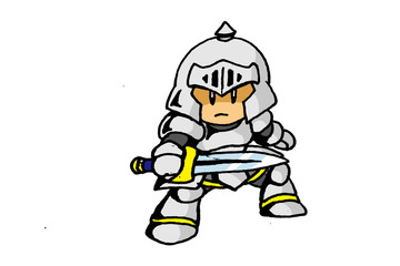 ナイト　Chibi Fantasy　knight Character on white background