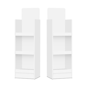 Two blank POS display stands - side views. Vector illustration