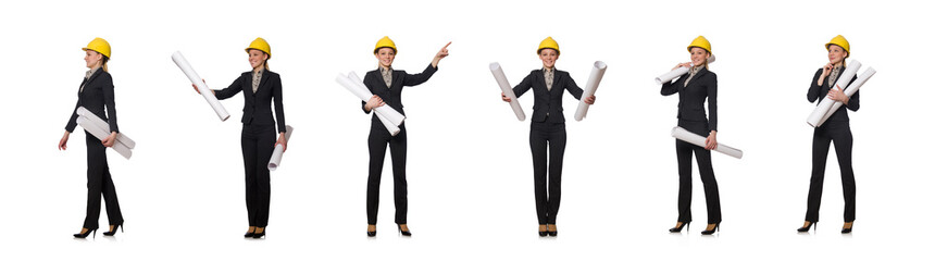 Woman engineer with draft papers