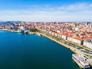 Naklejka na ściany i meble Santander city aerial view, Spain